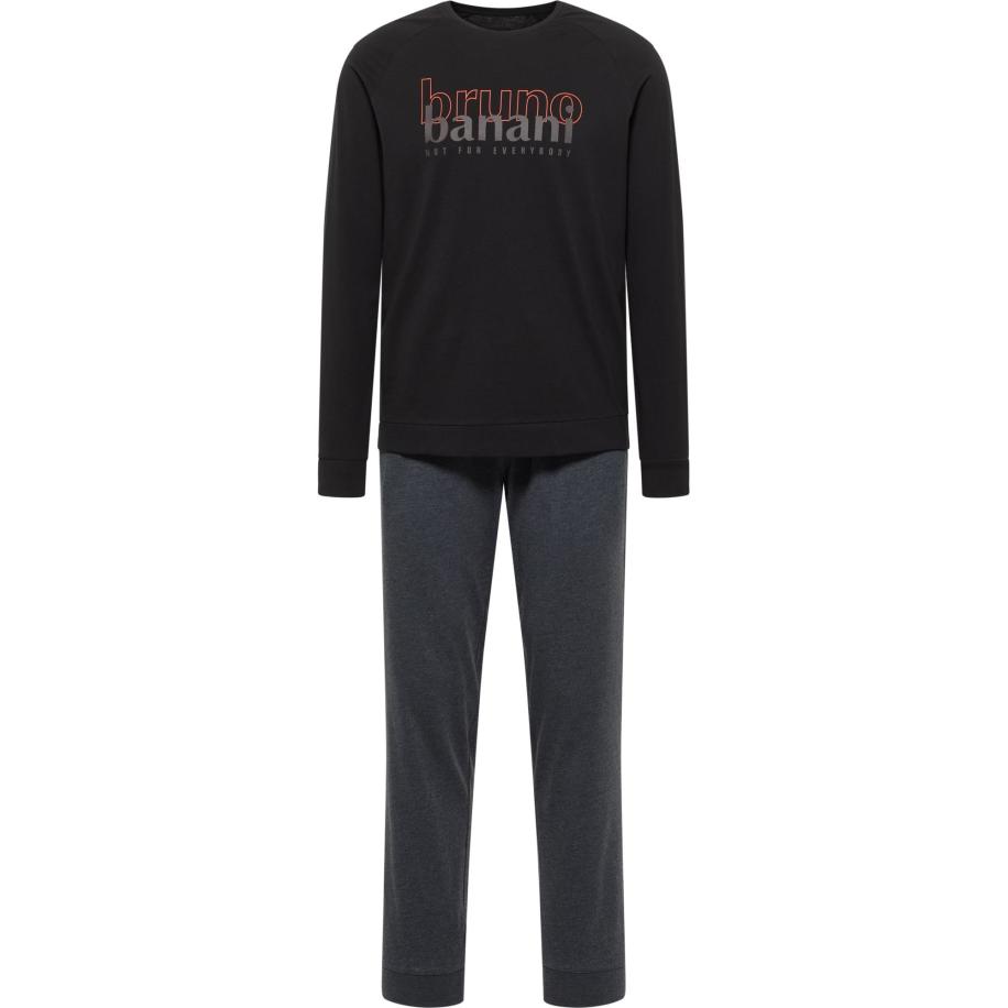 Bruno Banani Bruno Banani Pyjama lang Cortez donkergrijs / oranje / zwart -
