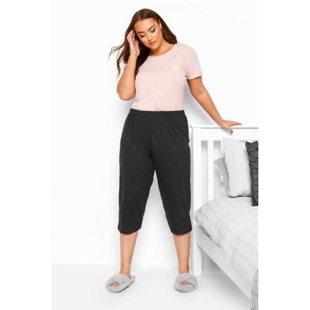 Yours Cropped Pyjamabroek Van Katoen Met Sierkant In Zwartsize 66-68