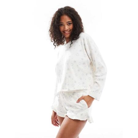 Hollister Nachtkleding Set van top met lange mouwen en short in wit