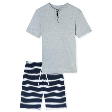 Schiesser SCHIESSER Pyjama lang Casual Nightwear donkerblauw / lichtgrijs