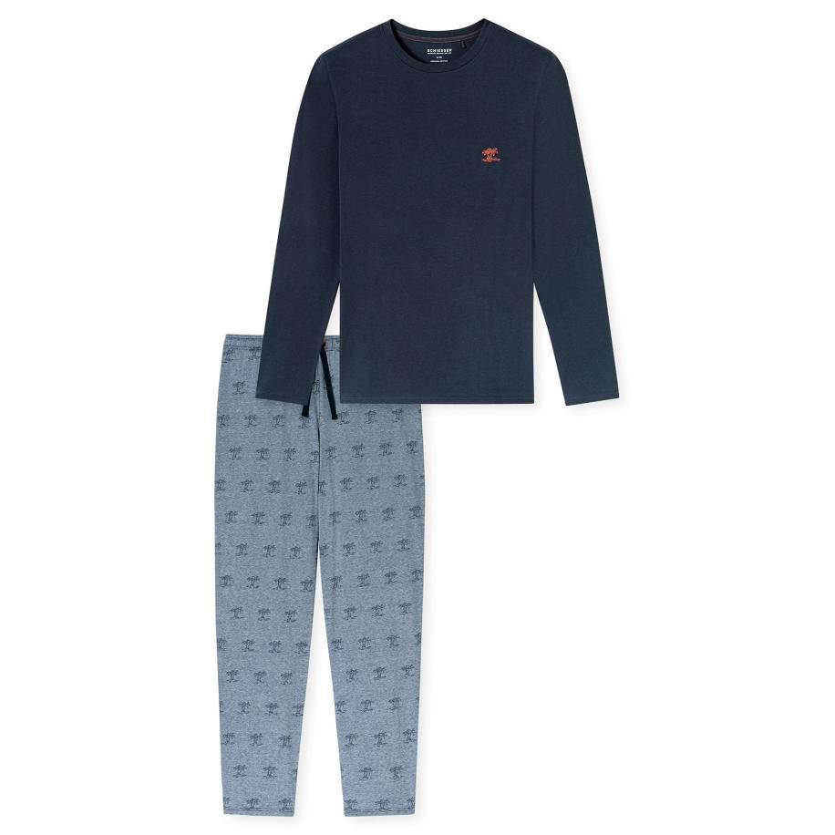 Schiesser SCHIESSER Pyjama lang smoky blue / nachtblauw -