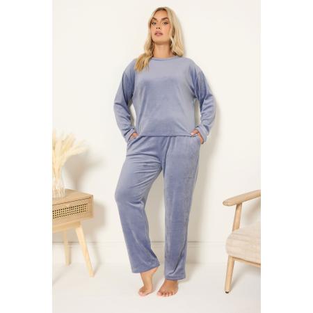 Yours Curve Blue Super Luxe Pyjamaset Size 66-68