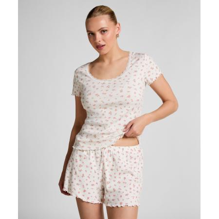 Hunkemöller Geribde pyjamashort Wit