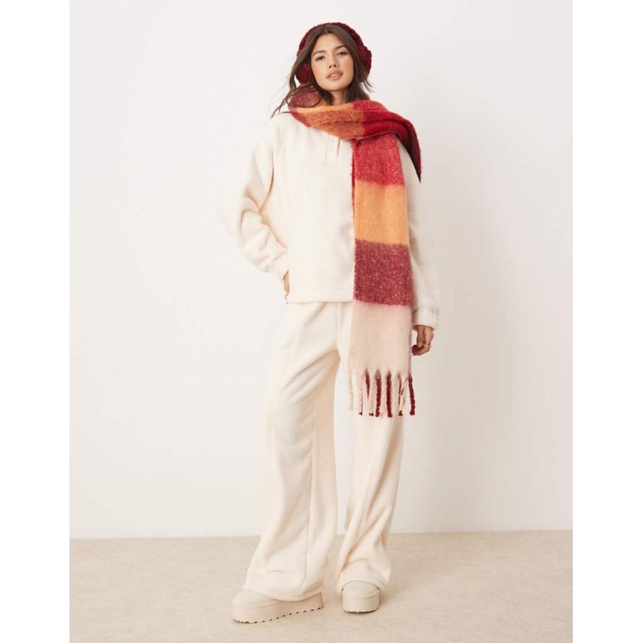 ASOS DESIGN Loungebroek van microfleece met wijde pijpen in crème-Blauw Blauw