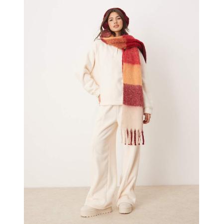 ASOS DESIGN Loungebroek van microfleece met wijde pijpen in crème-Blauw