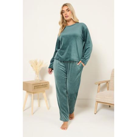 Yours Curve Groene Super Luxe Pyjamaset Size 66-68