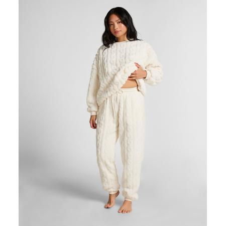 Hunkemöller Fleece joggingbroek met kabelontwerp Wit