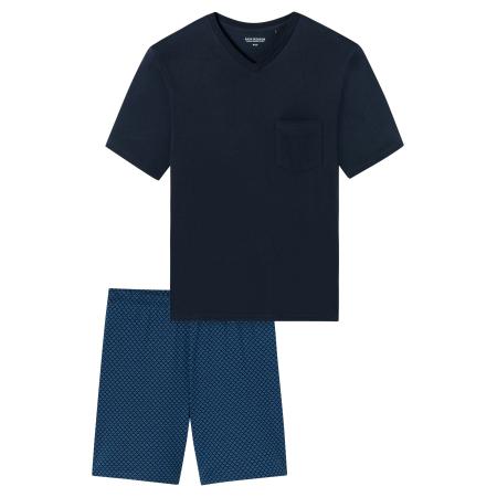 Schiesser SCHIESSER Pyjama kort Comfort Essentials blauw / nachtblauw / zwart