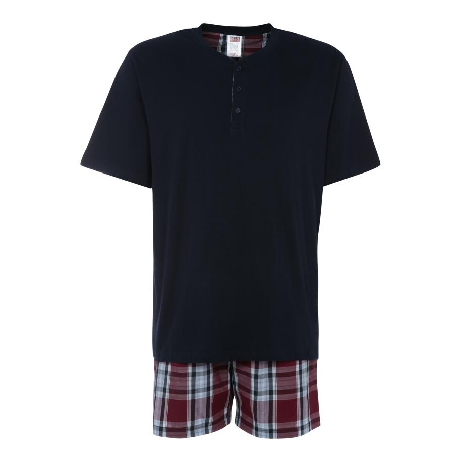 H.I.S H.I.S Pyjama kort navy / bordeaux / wit -