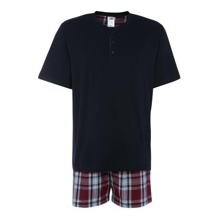 H.I.S H.I.S Pyjama kort navy / bordeaux / wit