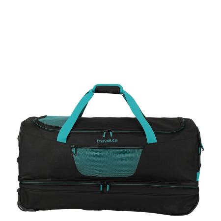Travelite Basics Wheeled Duffle 70cm Expandable Black/Petrol