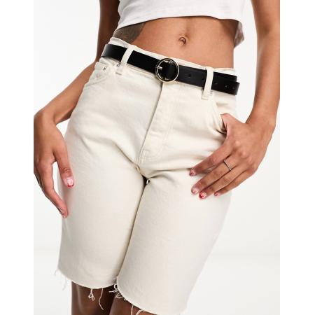 Pieces Riem in zwart met gouden cirkelvormige gesp