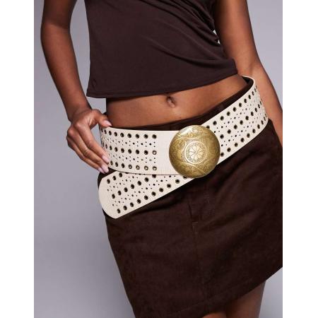 South Beach Brede riem met studs in lichtroze