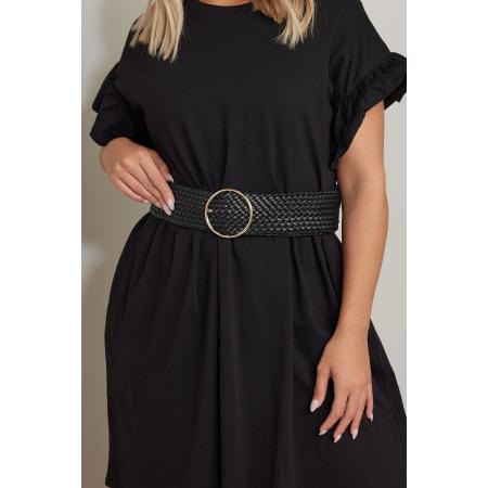 Yours Black Faux Leather Lattice Wide Belt Size 58-60