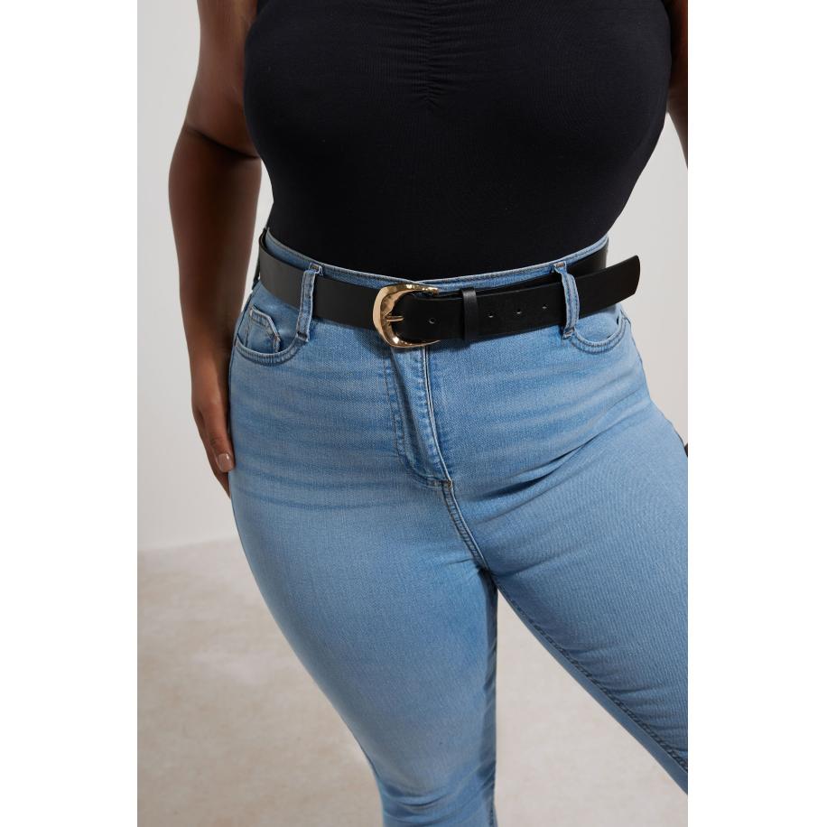 Yours Zwarte Riem Met Structuurgespsize 54-56 Zwart