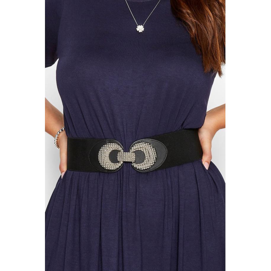 Yours Brede Riem Met Cirkels Met Textuur In Zwartsize 58-60 Zwart