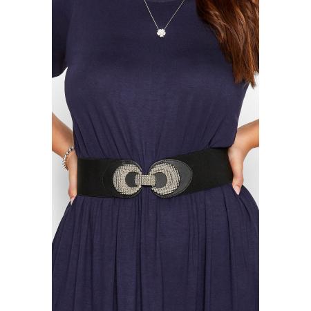 Yours Brede Riem Met Cirkels Met Textuur In Zwartsize 58-60