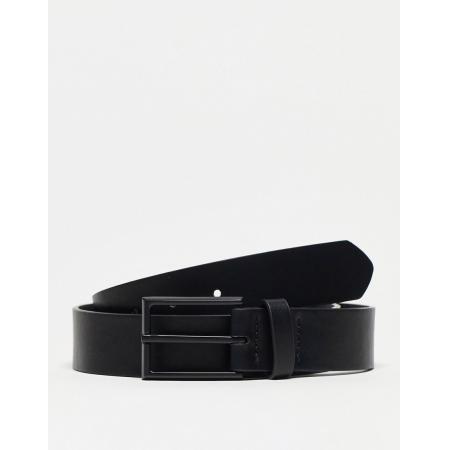 ASOS DESIGN - Nette riem van imitatieleer met matte zwarte gesp in zwart