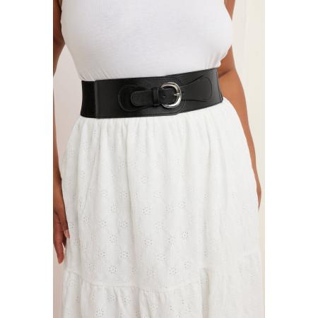 Yours Black Wide Stretch Buckle Belt Size 58-60