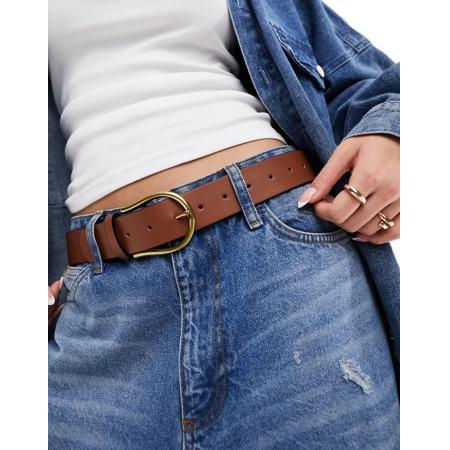 ASOS DESIGN Heup- en tailleriem voor jeans met halve maan in bruin