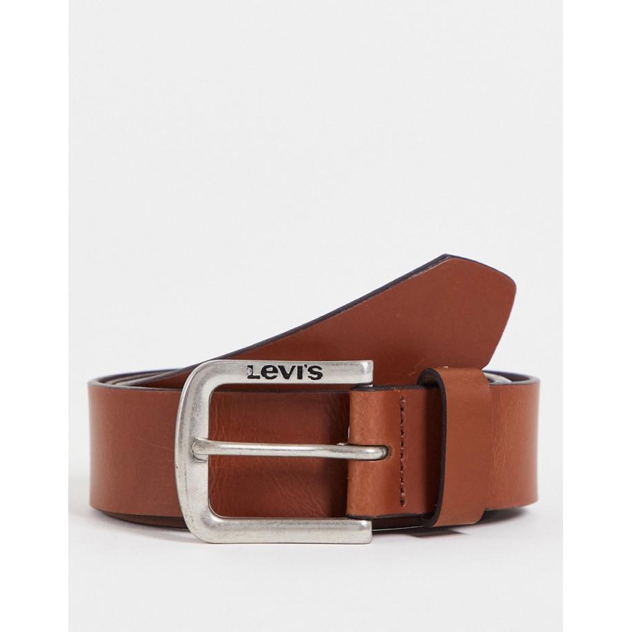 Levi's - Seine - Leren riem met logo in bruin Bruin