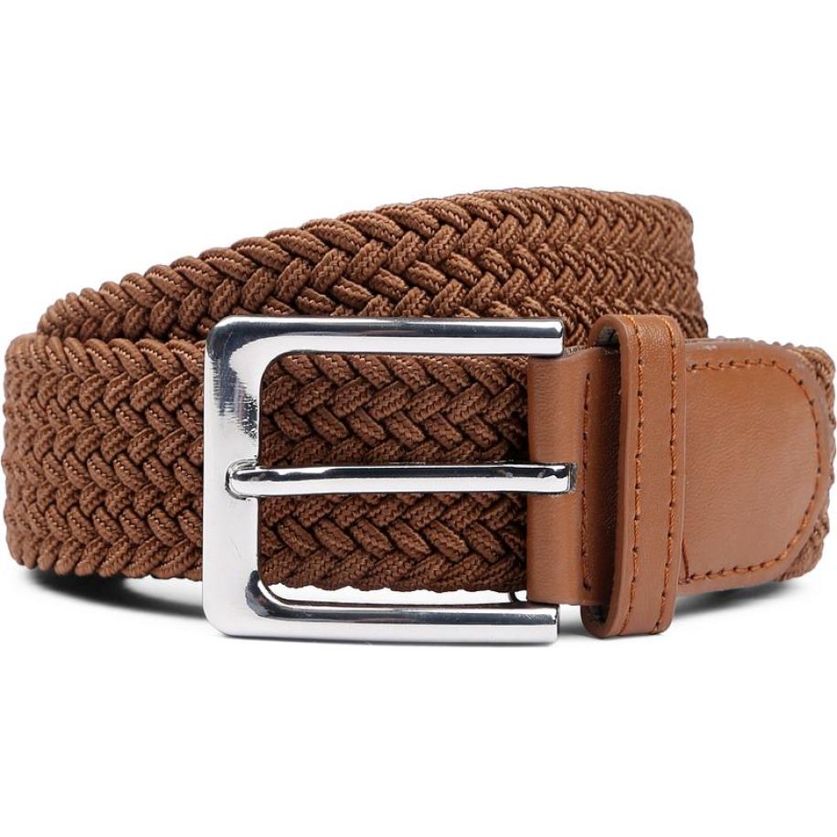 Suitable Geweven Riem Taupe Cognac Bruin