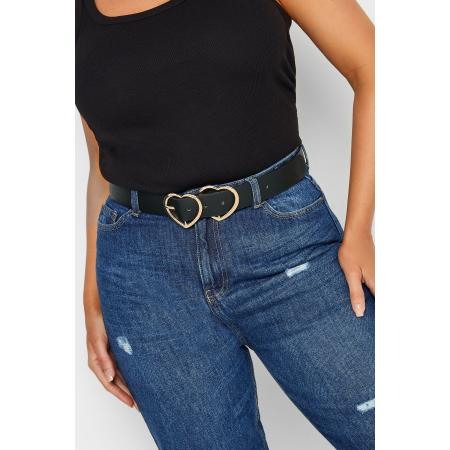 Yours Riem Met Hartjesgesp In Zwart/Goudsize 40-42