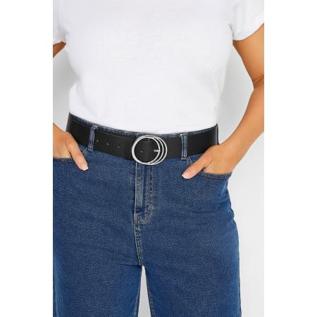 Yours Riem Met Drievoudige Cirkelgesp In Zwart/Zilversize 42-44