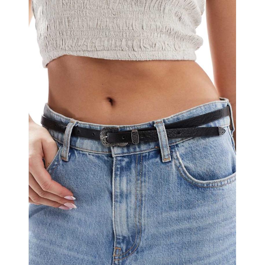 ASOS Design Set van 2 taille- en heupriemen in westernstijl-Veelkleurig Multicolor