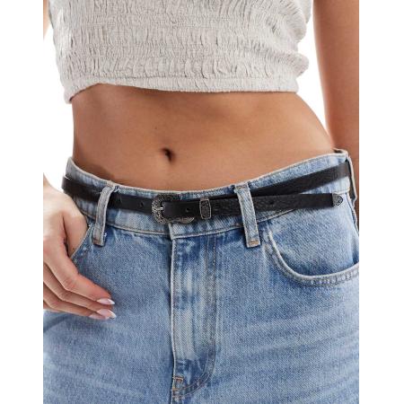 ASOS Design Set van 2 taille- en heupriemen in westernstijl-Veelkleurig