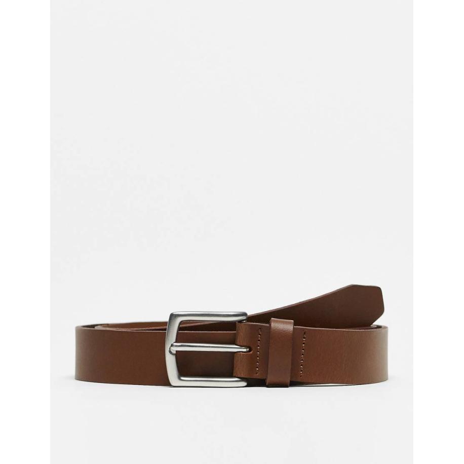 Only & Sons - Leren riem in lichtbruin Bruin