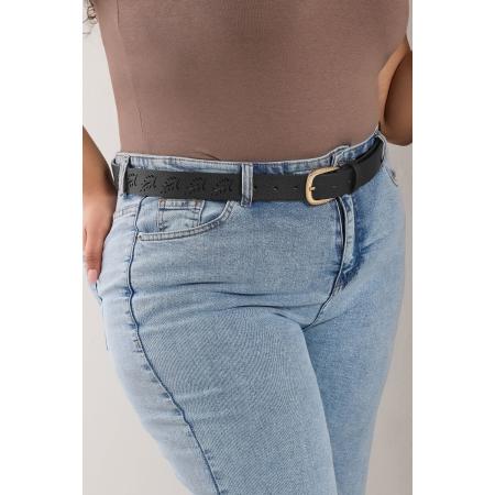 Yours Riem Met Textuur En Uitgesneden Bladontwerp In Zwart/Goudsize 54-56
