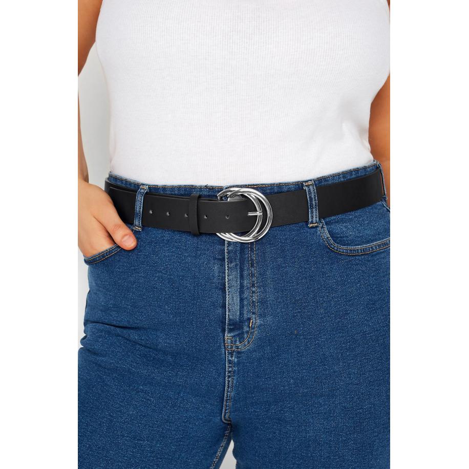 Yours Riem Met Dubbele Cirkel In Zilver/Zwartsize 56-60 Zwart