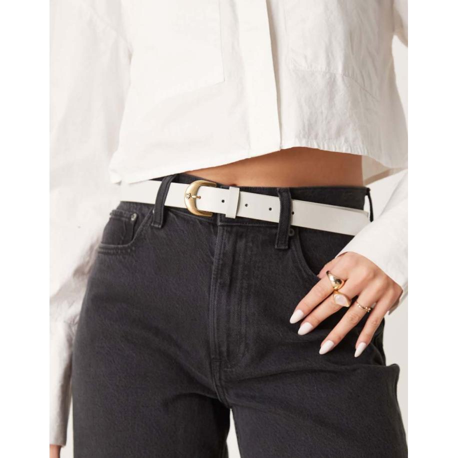 Calvin Klein Jeans Riem met gouden gesp in crème-Zwart Zwart