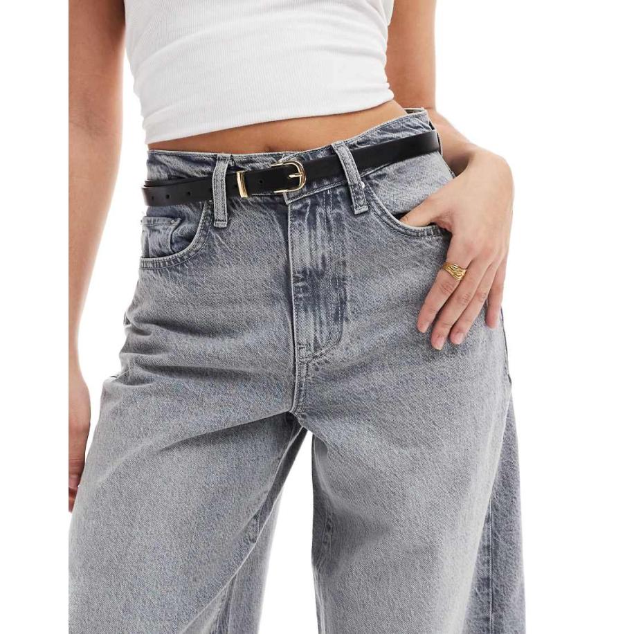 Pieces Skinny riem van imitatieleer in zwart Zwart