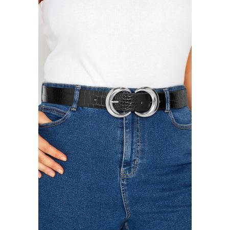 Yours Riem Met Dubbele Ring En Krokodillenmotief In Zwartsize 56-60