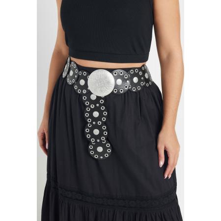 Yours Brede Riem Met Eyelet Detail En Gesp In Zwartsize 58-60