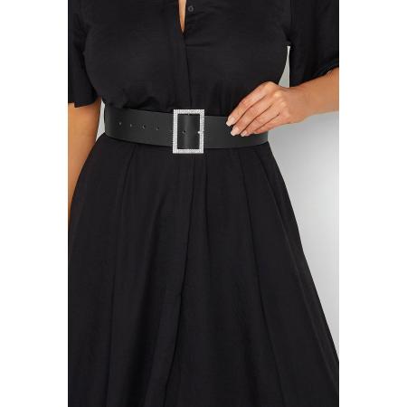 Yours Brede Riem Met Vierkante Gesp Met Diamantjes In Zwartsize 56-60