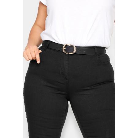 Yours Riem Met Gedraaide Gesp In Zwart/Goudsize 56-60