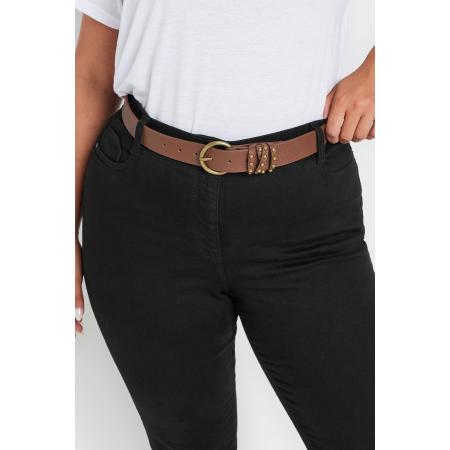 Yours Riem Van Imitatieleer Met Studdetail In Bruinsize 58-60