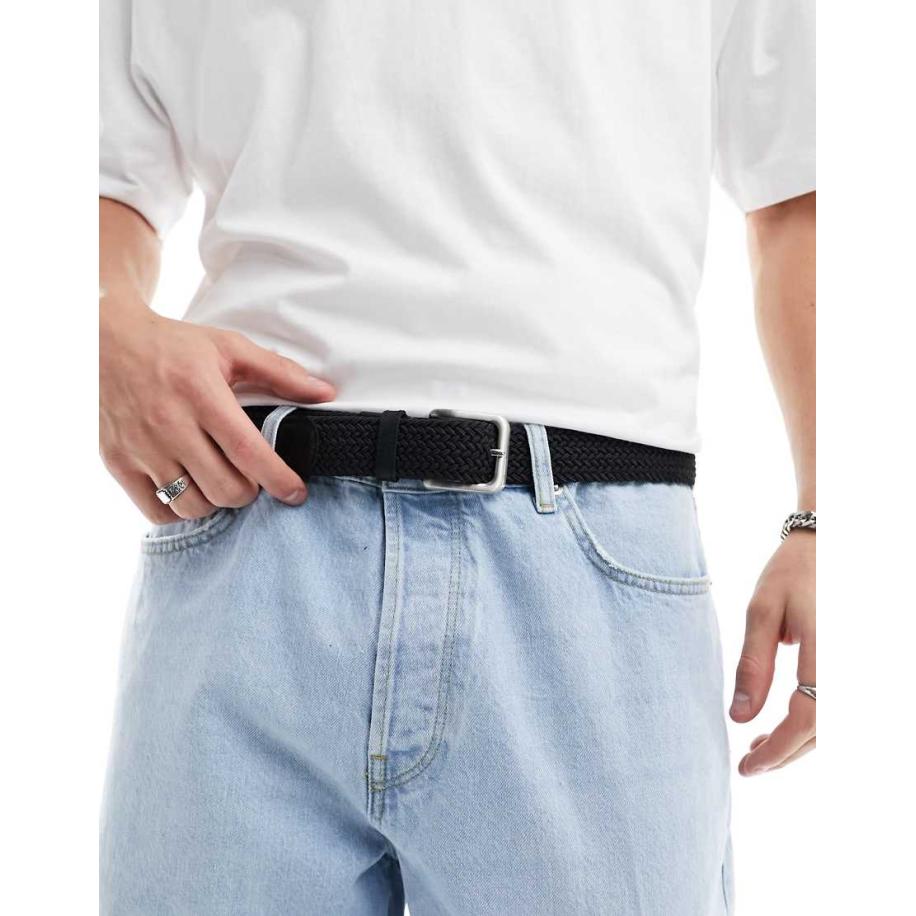 Jack & Jones - Geweven riem met gesp in zwart Zwart