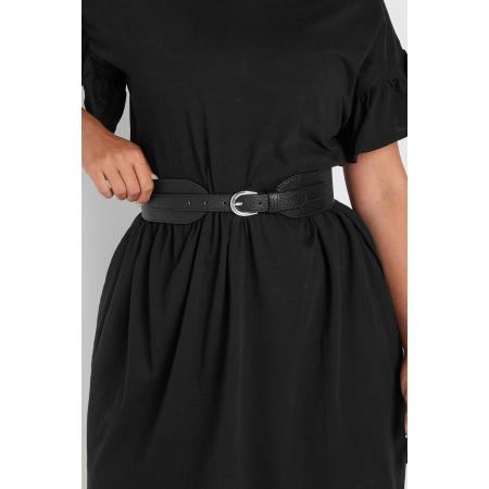 Yours Brede Riem Met Stretch En Gesp In Zwart/Zilversize 54-56