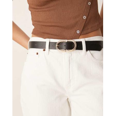 ASOS DESIGN Heup- en tailleriem met gouden gesp in zwart