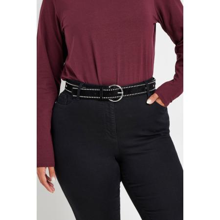 Yours Microriem Met Diamantjes En Studdetail In Zwartsize 58-60