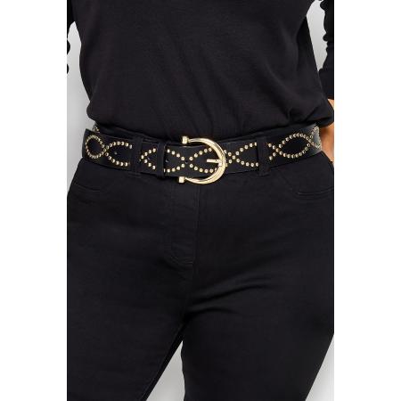 Yours Riem Met Studversiering In Zwart/Goudsize 52-54