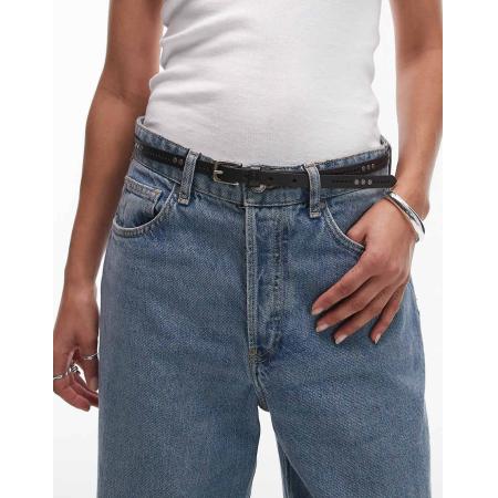 Levi's Leren riem met studs in zwart