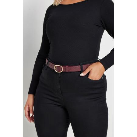 Yours Riem Met Ovale Gesp En Textuur In Bordeauxrood/Goudsize 58-60