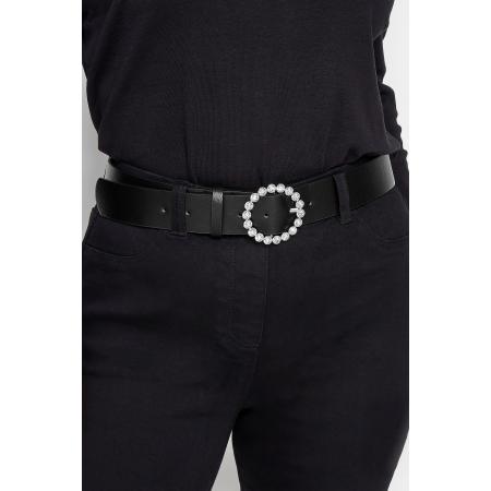 Yours Riem Met Ronde Gesp Met Diamantjes In Zwartsize 56-60