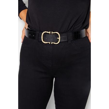 Yours Riem Met Golvende Gesp In Zwart/Goudsize 56-60