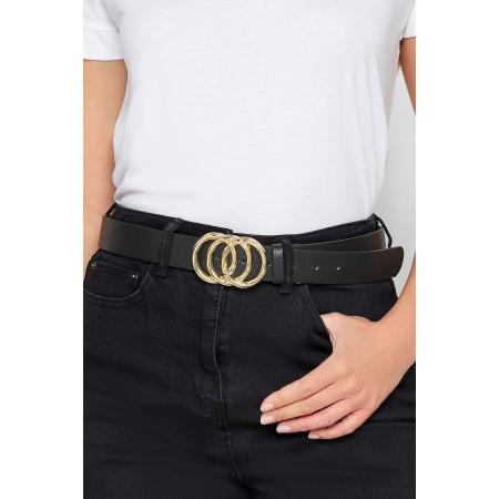 Yours Zwarte En Gouden Riem Met Drievoudige Cirkelgespsize 56-60